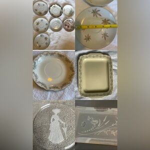 13 pieces Of Vintage fine China antique saucers/platters/trays (22k gold leaf)